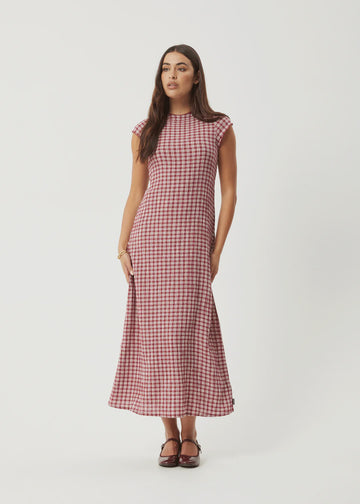 Hemp Base Midi Dress - Burgundy