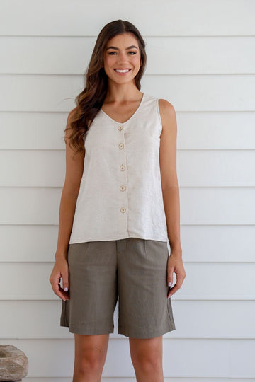Sleeveless Button Top - Margaret River Hemp Co