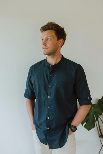 Men's Hemp Long Sleeve Grandpa Shirt - Margaret River Hemp Co