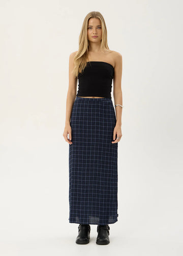 Lita-Seersucker Maxi Skirt-Midnight Check