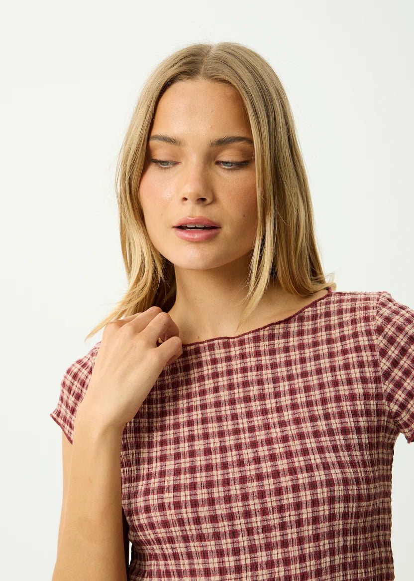Capricorn Seersucker Top - Burgundy - Margaret River Hemp Co