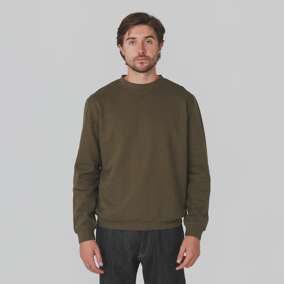 Crew Neck Sweatshirt - Olive - Margaret River Hemp Co