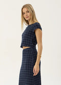 Darcy-Seersucker Top-Midnight Check - Margaret River Hemp Co