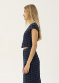 Darcy-Seersucker Top-Midnight Check - Margaret River Hemp Co