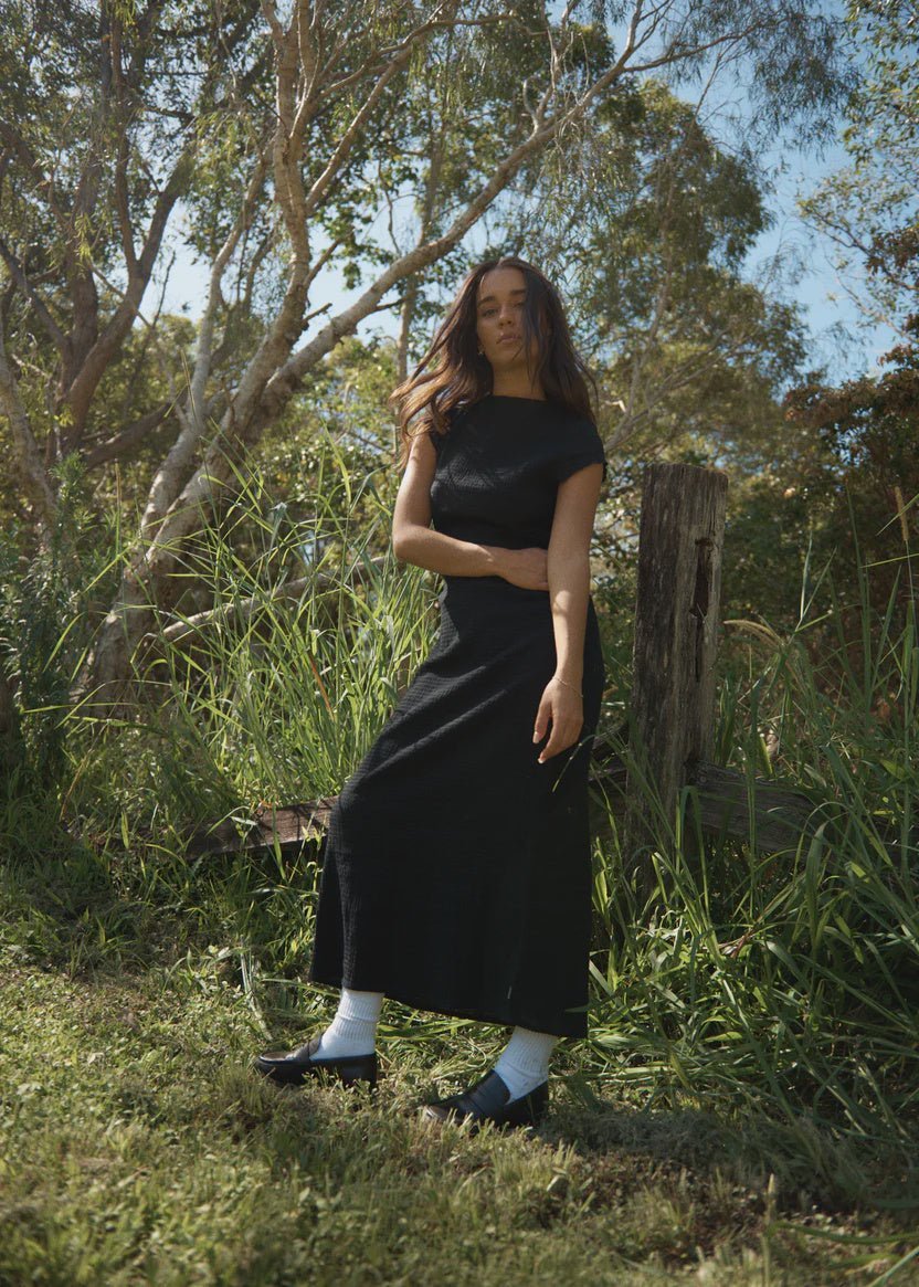 Elodie Seersucker Midi Dress - Margaret River Hemp Co