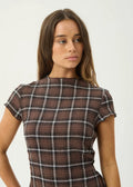 Elodie - Seersucker Mini Dress - Coffee Check - Margaret River Hemp Co