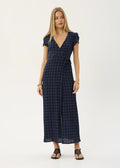 Felicity-Seersucker Maxi Dress-Midnight Check - Margaret River Hemp Co