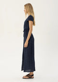 Felicity-Seersucker Maxi Dress-Midnight Check - Margaret River Hemp Co