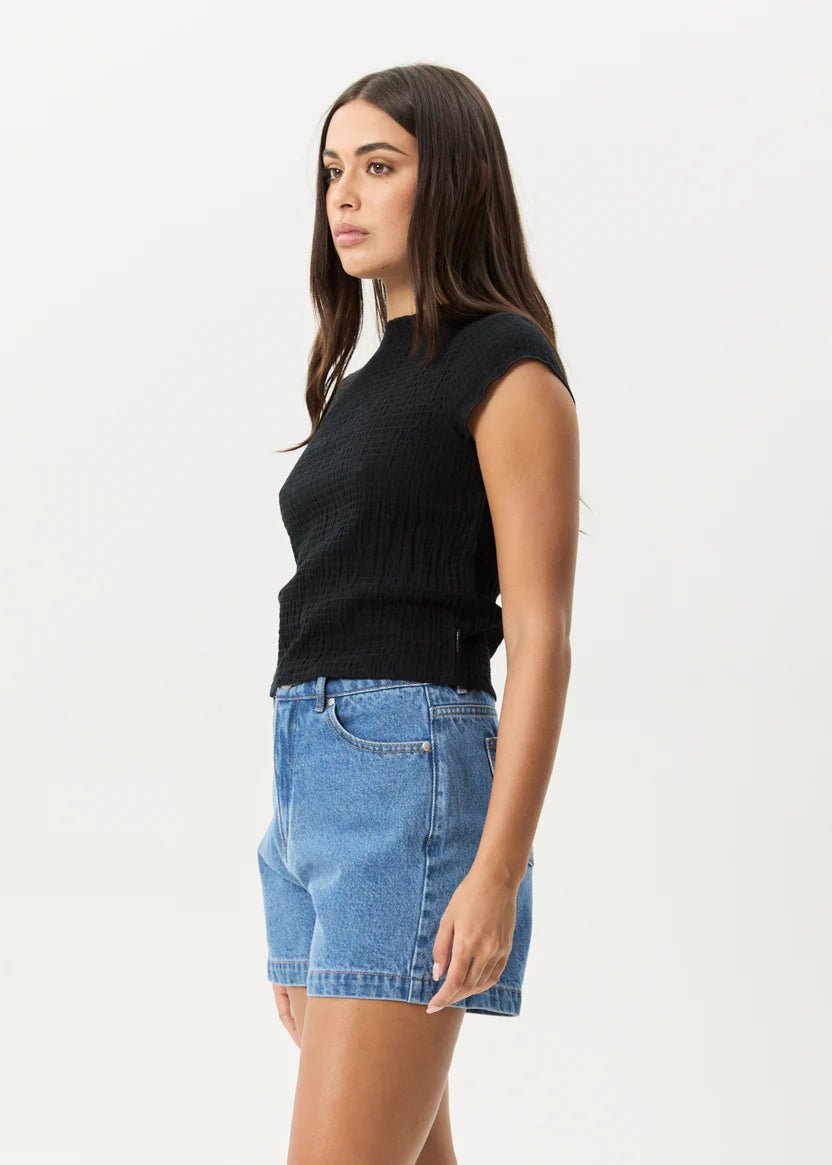 Focus Mock Neck Top - Black - Margaret River Hemp Co
