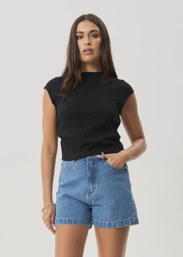 Focus Mock Neck Top - Black - Margaret River Hemp Co