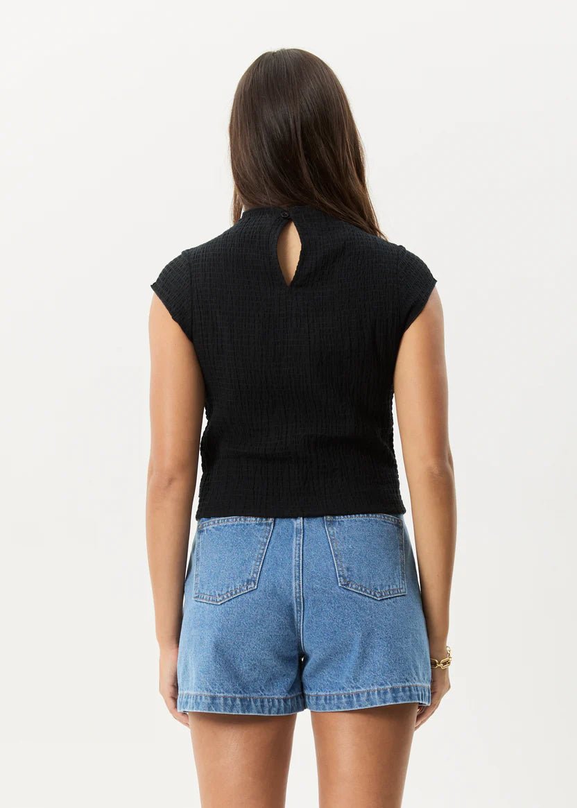 Focus Mock Neck Top - Black - Margaret River Hemp Co