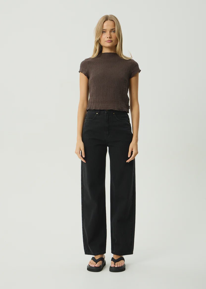 Focus Mock Neck Top - Coffee - Margaret River Hemp Co