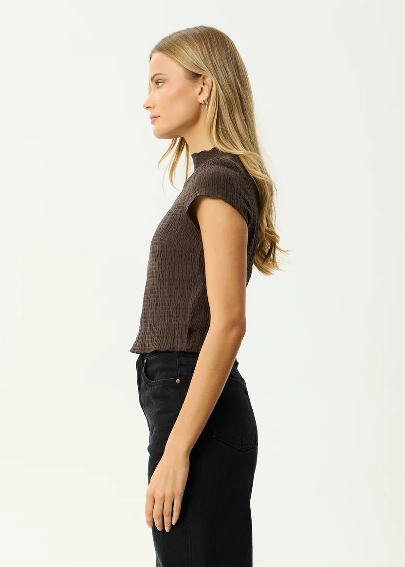Focus Mock Neck Top - Coffee - Margaret River Hemp Co
