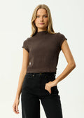Focus Mock Neck Top - Coffee - Margaret River Hemp Co