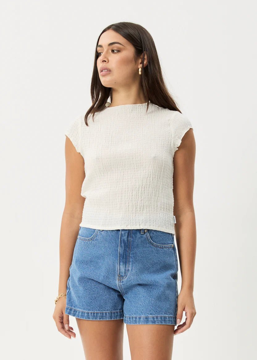 Focus Mock Neck Top - White - Margaret River Hemp Co