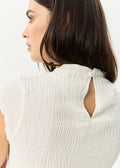 Focus Mock Neck Top - White - Margaret River Hemp Co