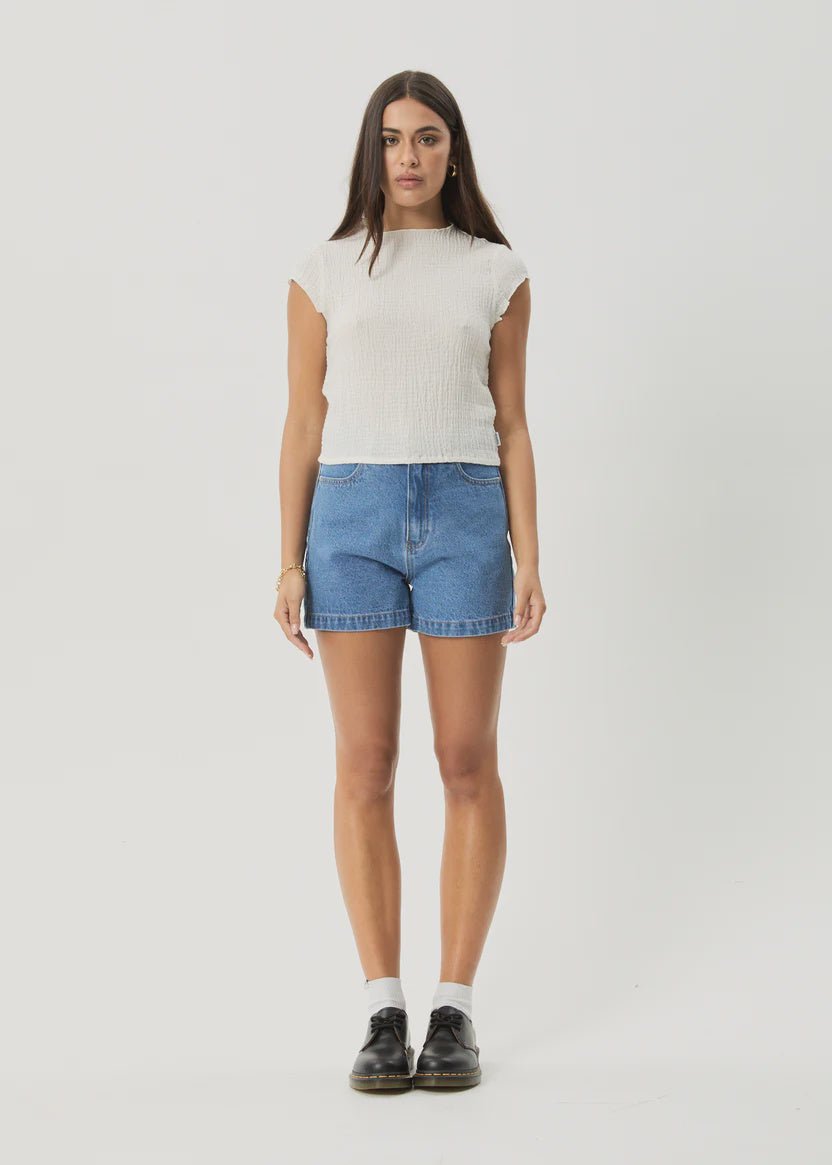 Focus Mock Neck Top - White - Margaret River Hemp Co