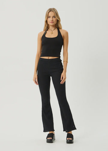 Focus - Seersucker Flare Pant - Black - Margaret River Hemp Co
