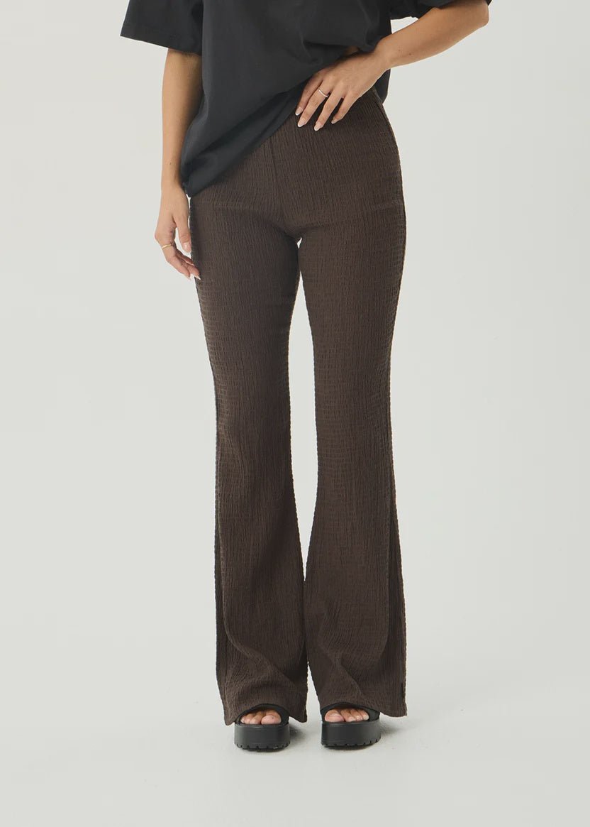 Focus - Seersuker Flare Pant - Coffee - Margaret River Hemp Co