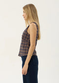Giselle-Seersucker Top-Indigo Check - Margaret River Hemp Co