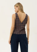 Giselle-Seersucker Top-Indigo Check - Margaret River Hemp Co