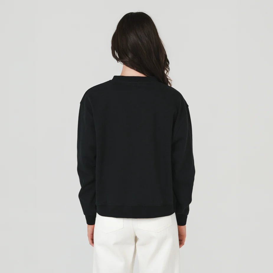 Ladies Crew Neck Sweatshirt - Black - Margaret River Hemp Co