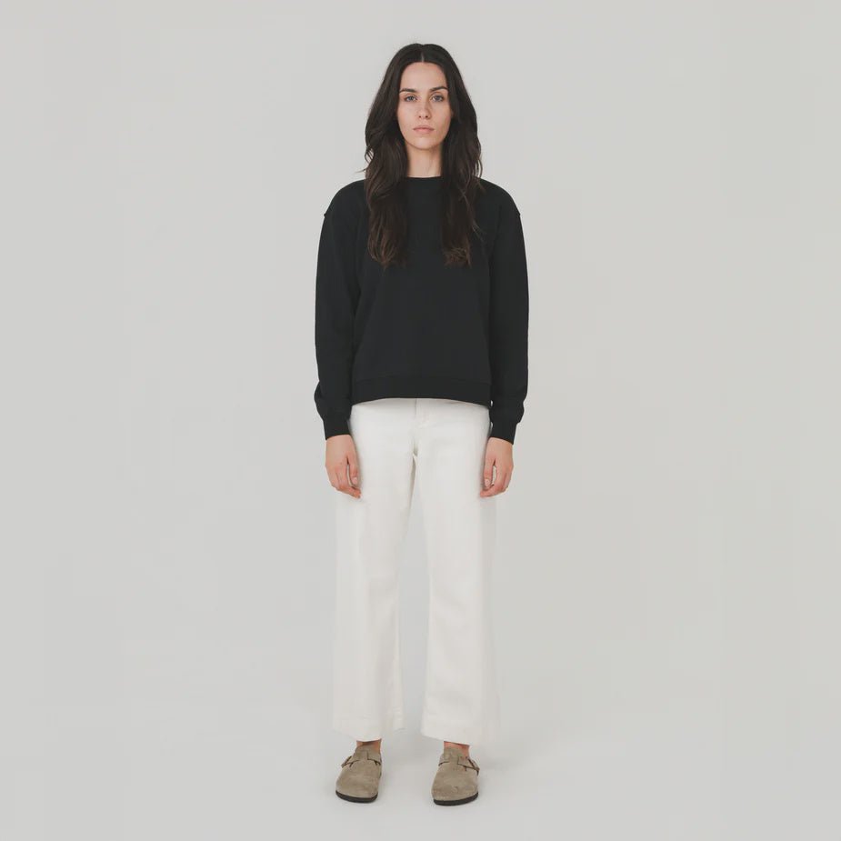Ladies Crew Neck Sweatshirt - Black - Margaret River Hemp Co