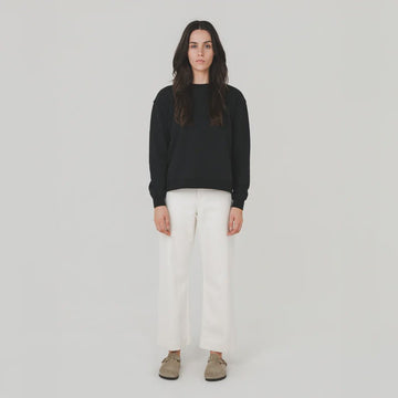 Ladies Crew Neck Sweatshirt - Black - Margaret River Hemp Co