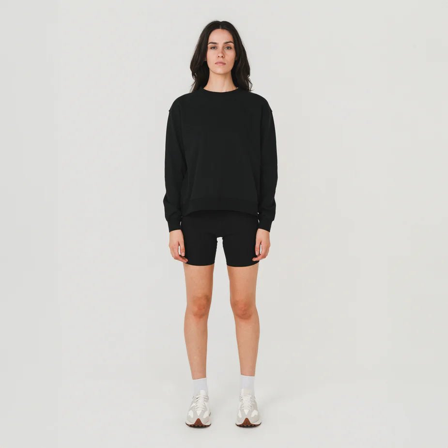 Ladies Crew Neck Sweatshirt - Black - Margaret River Hemp Co