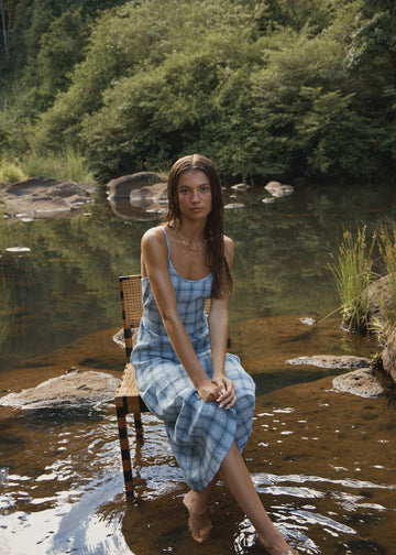 Lagoon Seersucker Dress - Blue - Margaret River Hemp Co