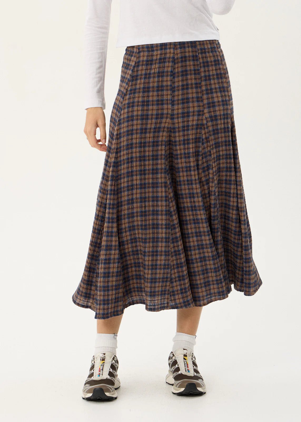 Lana-Seersucker Midi Skirt-Indigo Check - Margaret River Hemp Co
