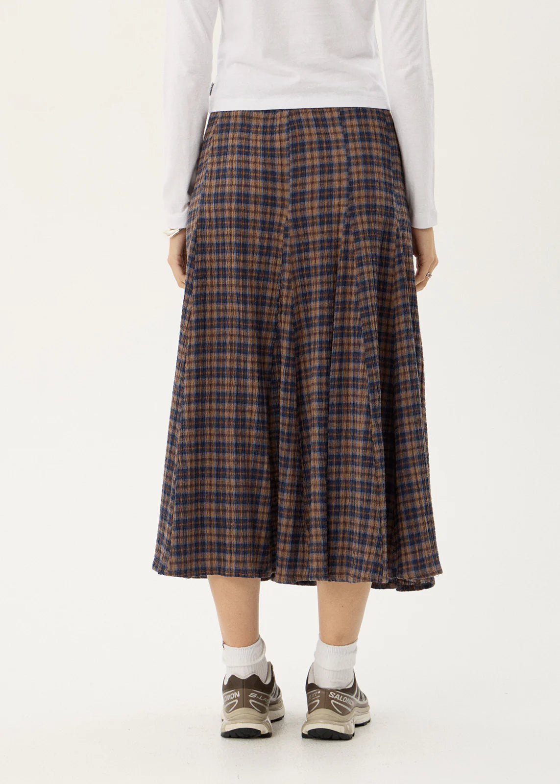 Lana-Seersucker Midi Skirt-Indigo Check - Margaret River Hemp Co