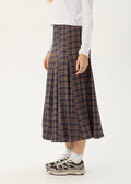 Lana-Seersucker Midi Skirt-Indigo Check - Margaret River Hemp Co
