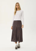 Lana-Seersucker Midi Skirt-Indigo Check - Margaret River Hemp Co