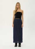 Lita-Seersucker Maxi Skirt-Midnight Check - Margaret River Hemp Co
