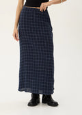 Lita-Seersucker Maxi Skirt-Midnight Check - Margaret River Hemp Co