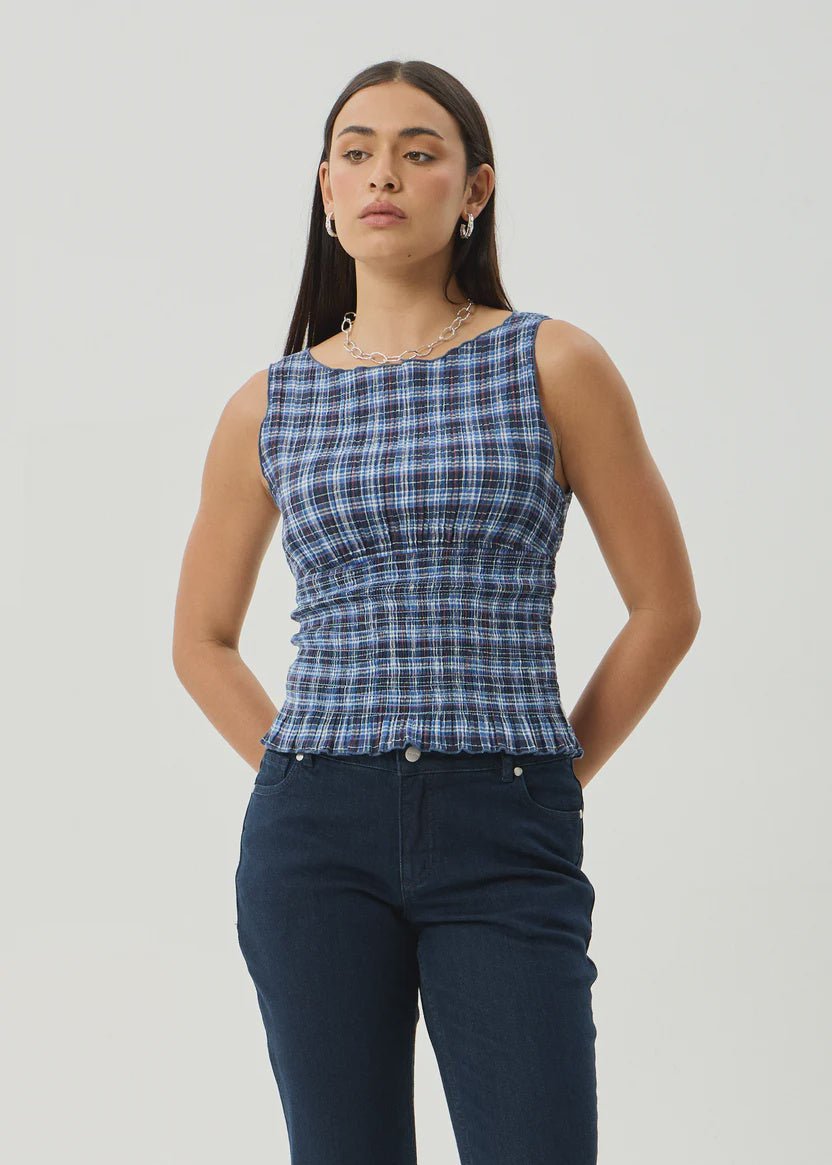 Mountains - Seersucker - Sleeveless Top - Margaret River Hemp Co