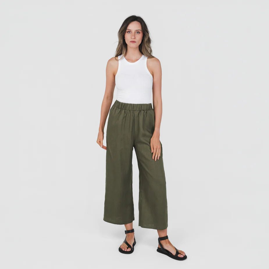 Pull On Pants - Olive - Margaret River Hemp Co