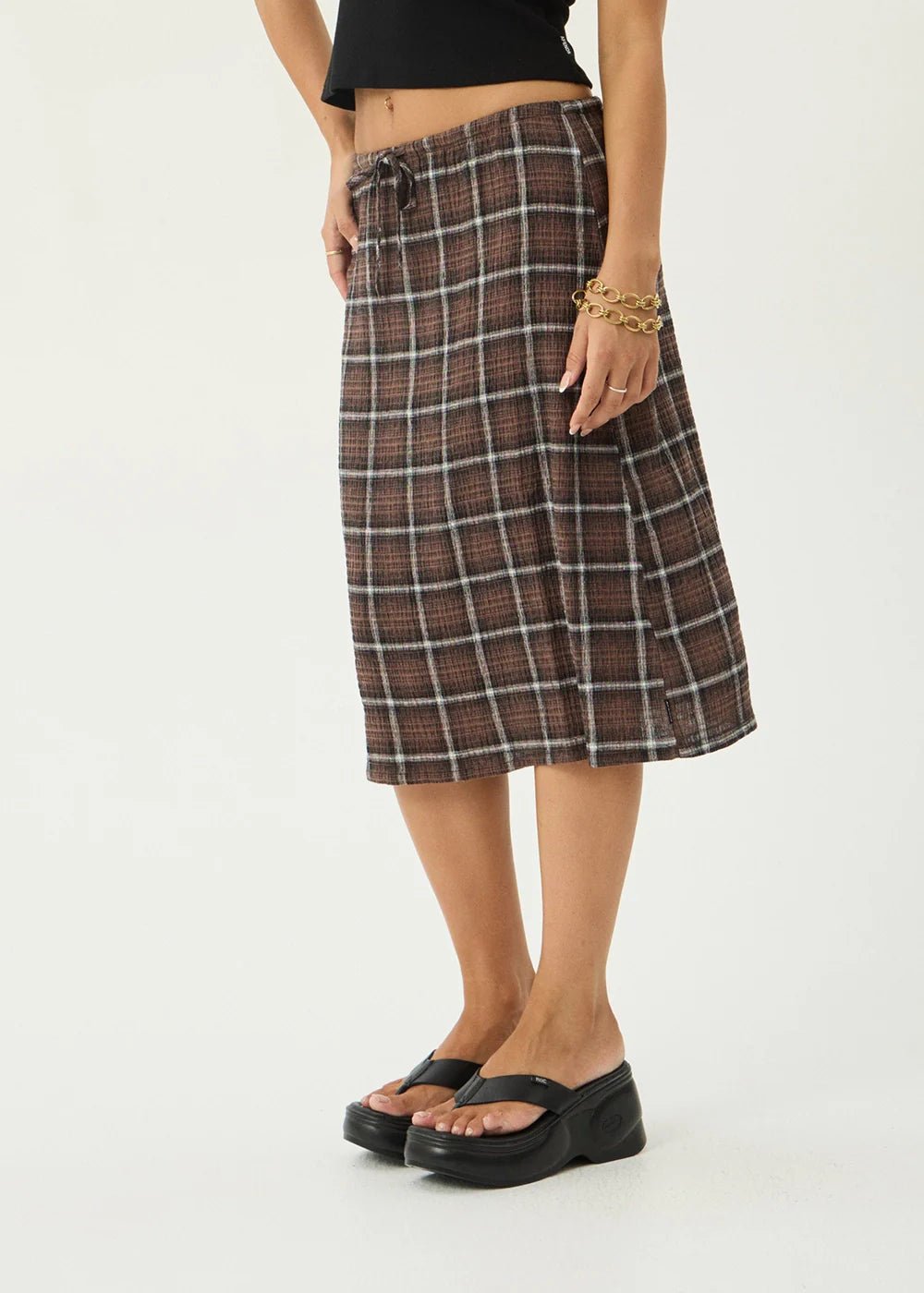 Reverie - Midi Skirt - Coffee Check - Margaret River Hemp Co
