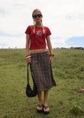 Reverie - Midi Skirt - Coffee Check - Margaret River Hemp Co