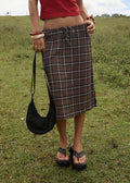 Reverie - Midi Skirt - Coffee Check - Margaret River Hemp Co