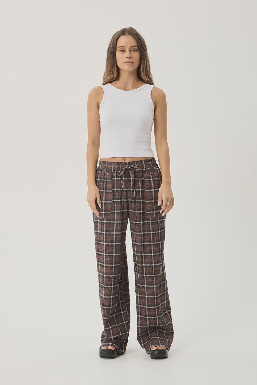 Reverie Seersucker Pant - Coffee Check - Margaret River Hemp Co
