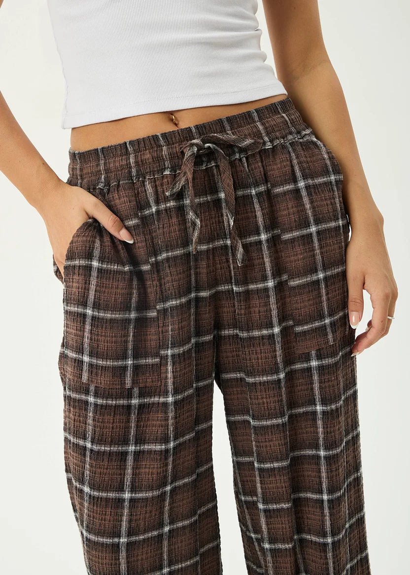 Reverie Seersucker Pant - Coffee Check - Margaret River Hemp Co