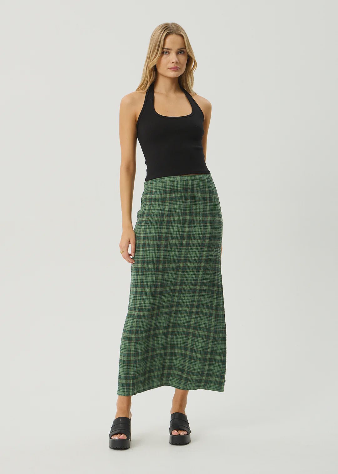 Seersucker Maxi Skirt - Check - Margaret River Hemp Co
