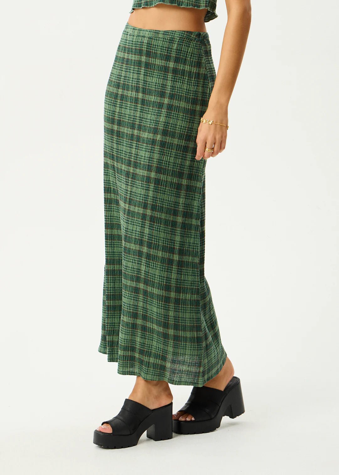 Seersucker Maxi Skirt - Check - Margaret River Hemp Co