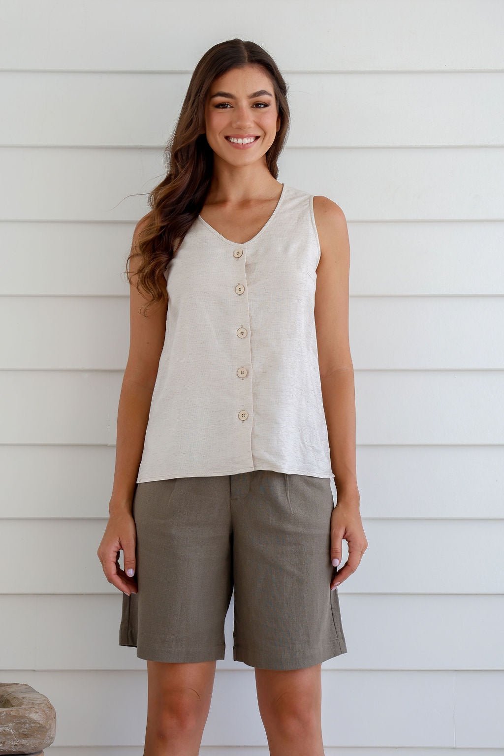 Sleeveless Button Top - Margaret River Hemp Co