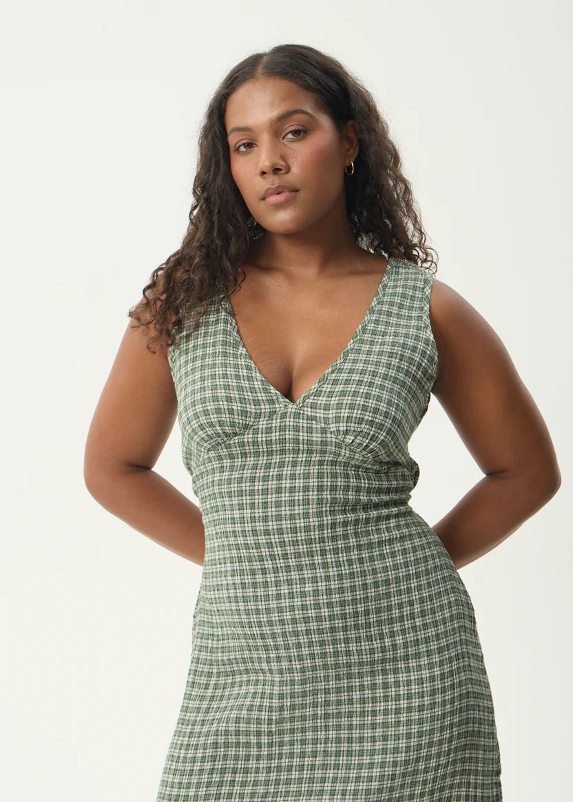 Tully Seersucker - Deep Green Check - Margaret River Hemp Co
