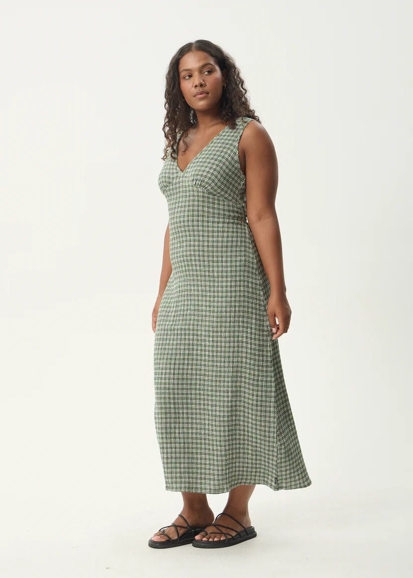 Tully Seersucker - Deep Green Check - Margaret River Hemp Co