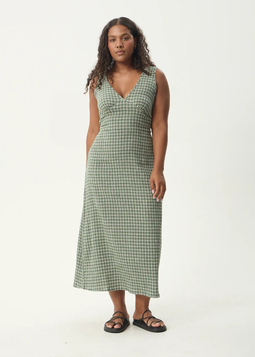 Tully Seersucker - Deep Green Check - Margaret River Hemp Co