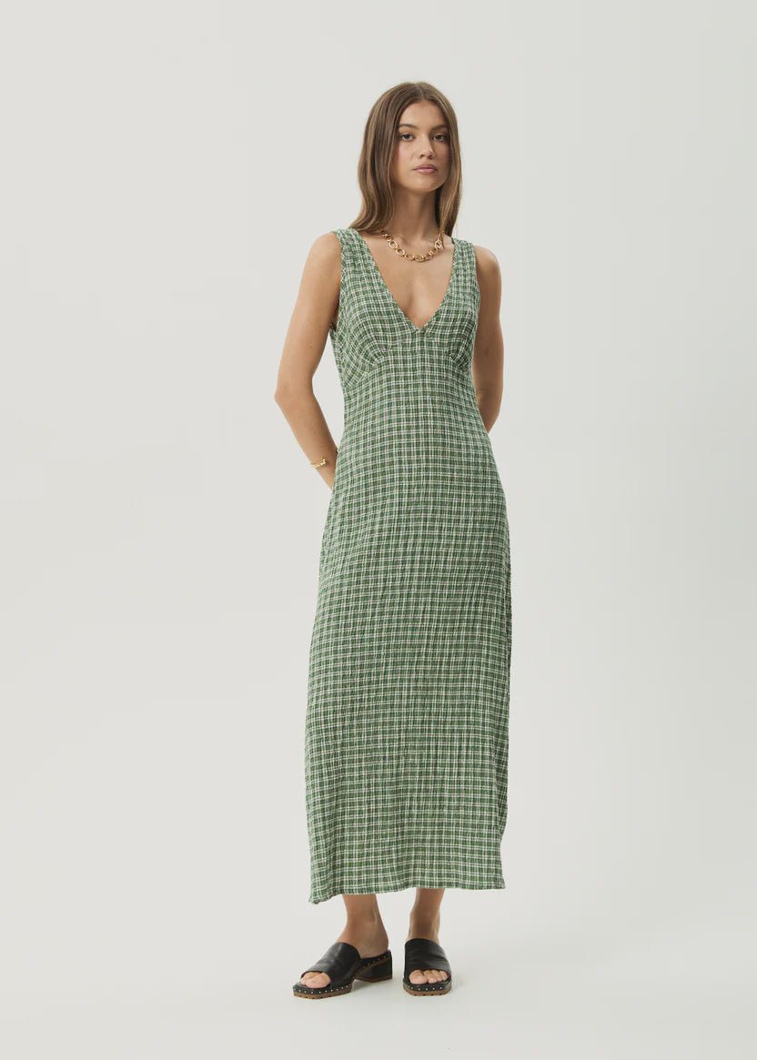 Tully Seersucker - Deep Green Check - Margaret River Hemp Co